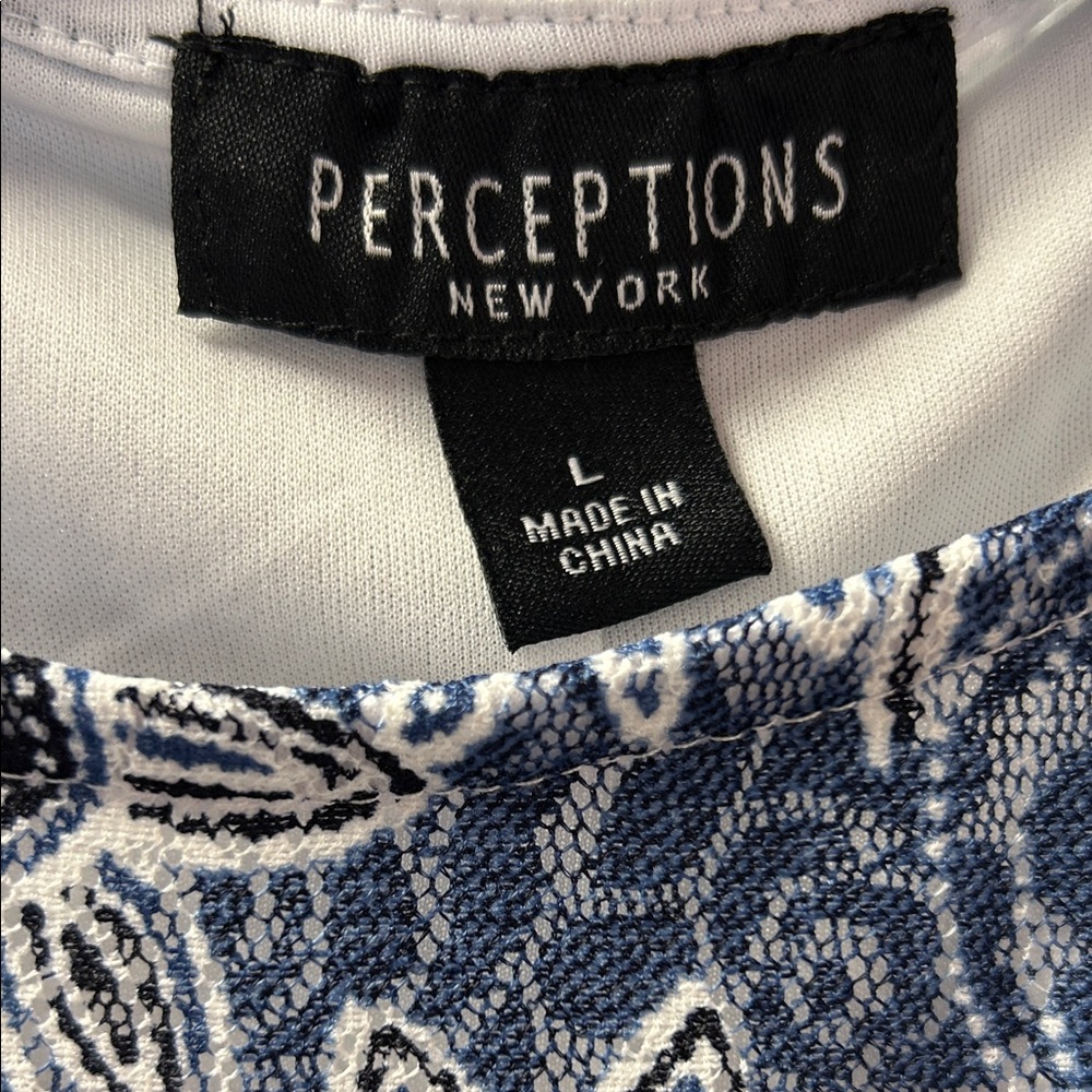 Perceptions Blue And White Patterned Mini Dress - image 2